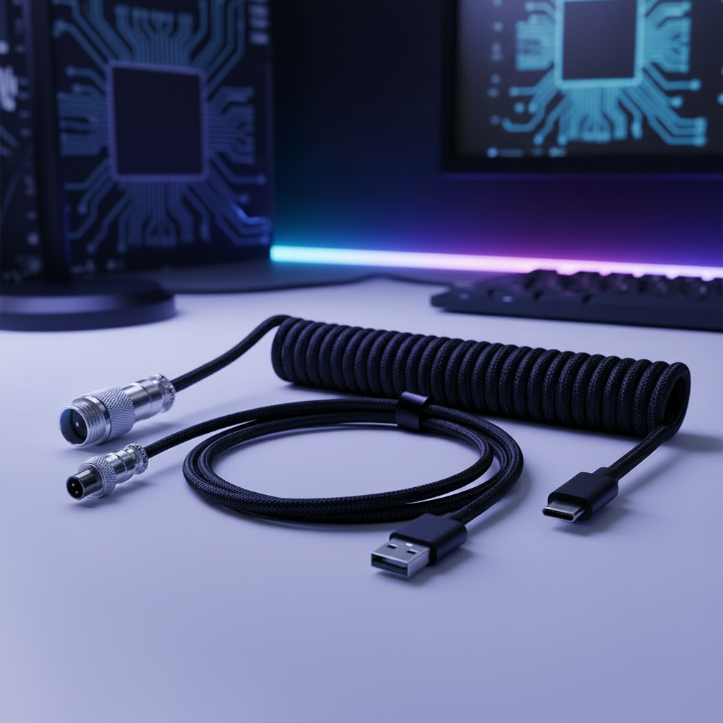 2PCS Coiled Type C Mechanical Keyboard Cable