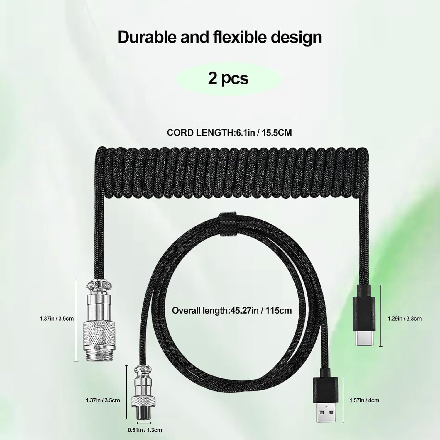 2PCS Coiled Type C Mechanical Keyboard Cable
