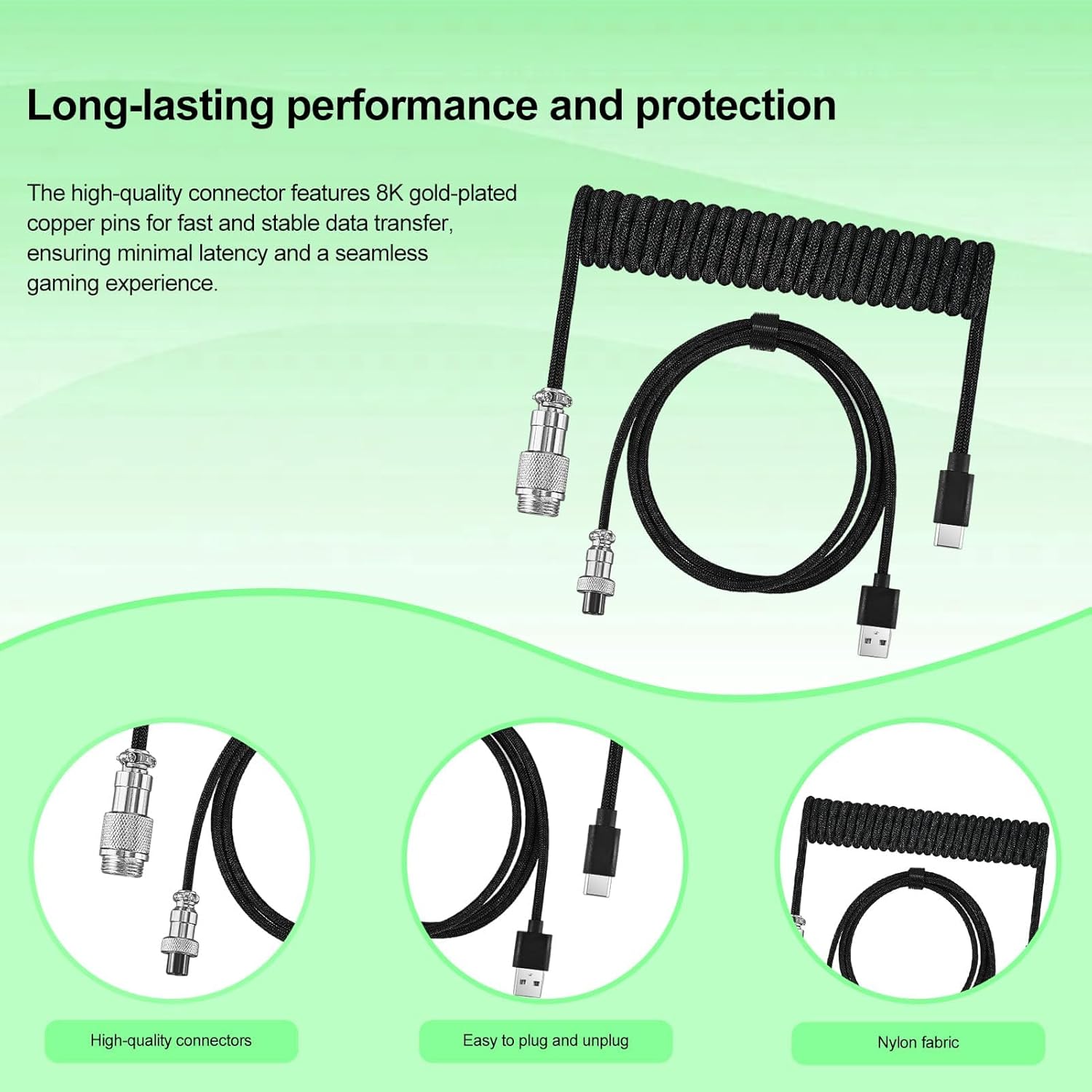2PCS Coiled Type C Mechanical Keyboard Cable